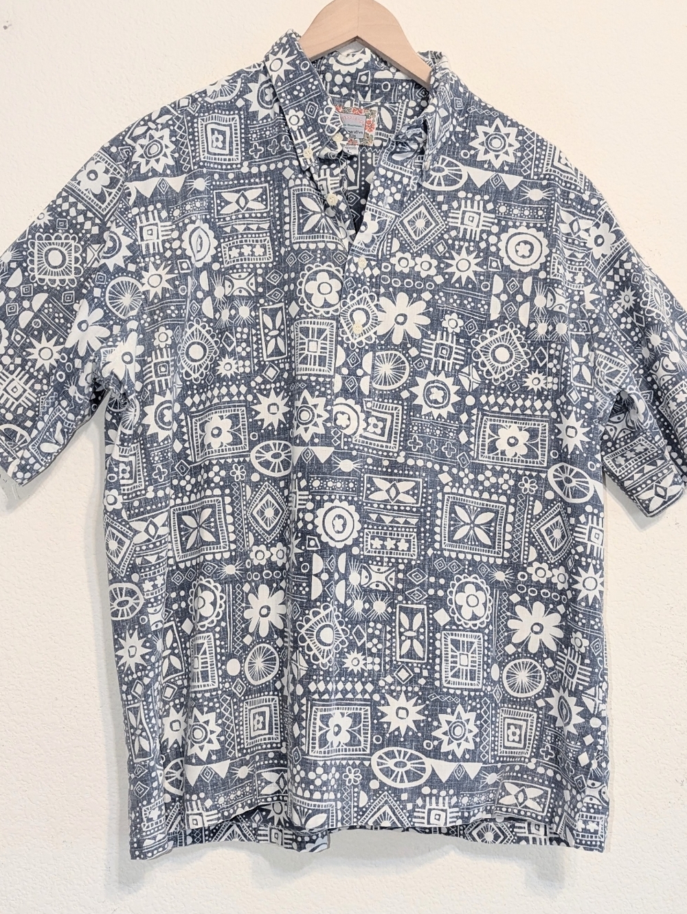 Reyn Spooner Shirt Mens XL Blue Hawaiian Reverse Print Commemorative Classics